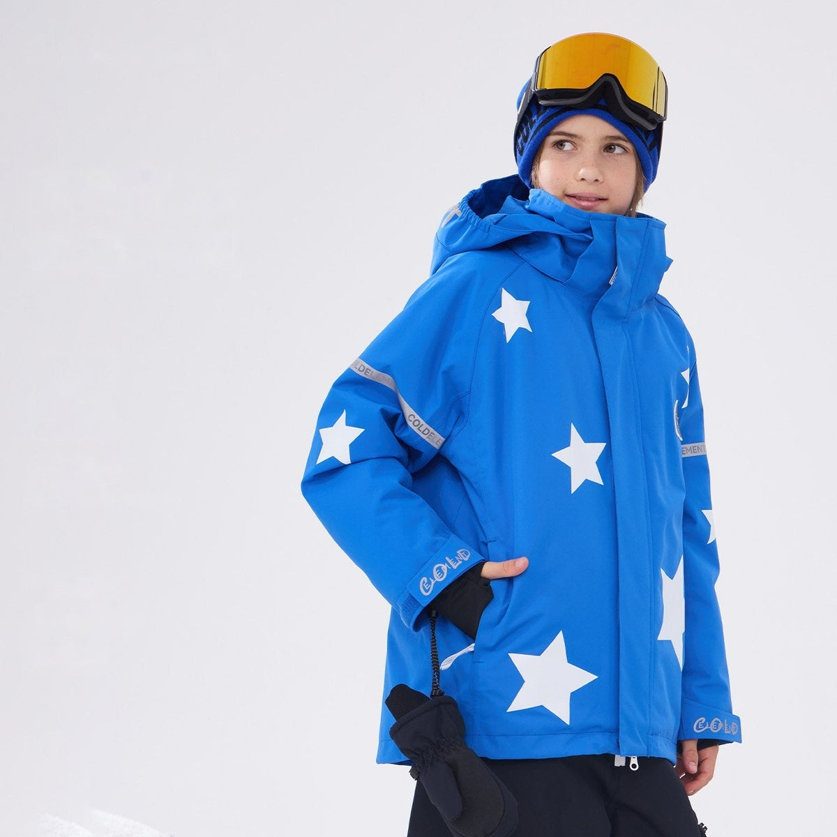 Kids' Star-Pattern Waterproof Ski Shell Jacket